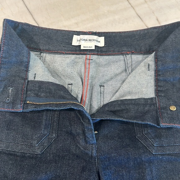 Victoria, Beckham red stitched wide leg jeans - Picture 3 of 8